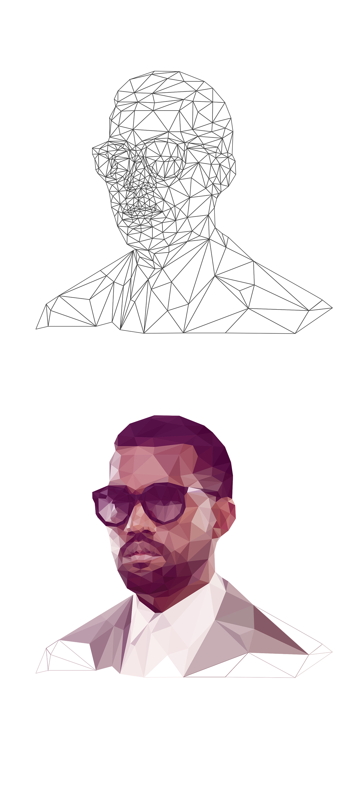 Low Poly polygonal polygon kanyewest Mandela madiba portrait Triangles mesh poly Pharrell delaunay triangulation geometric Ps25Under25