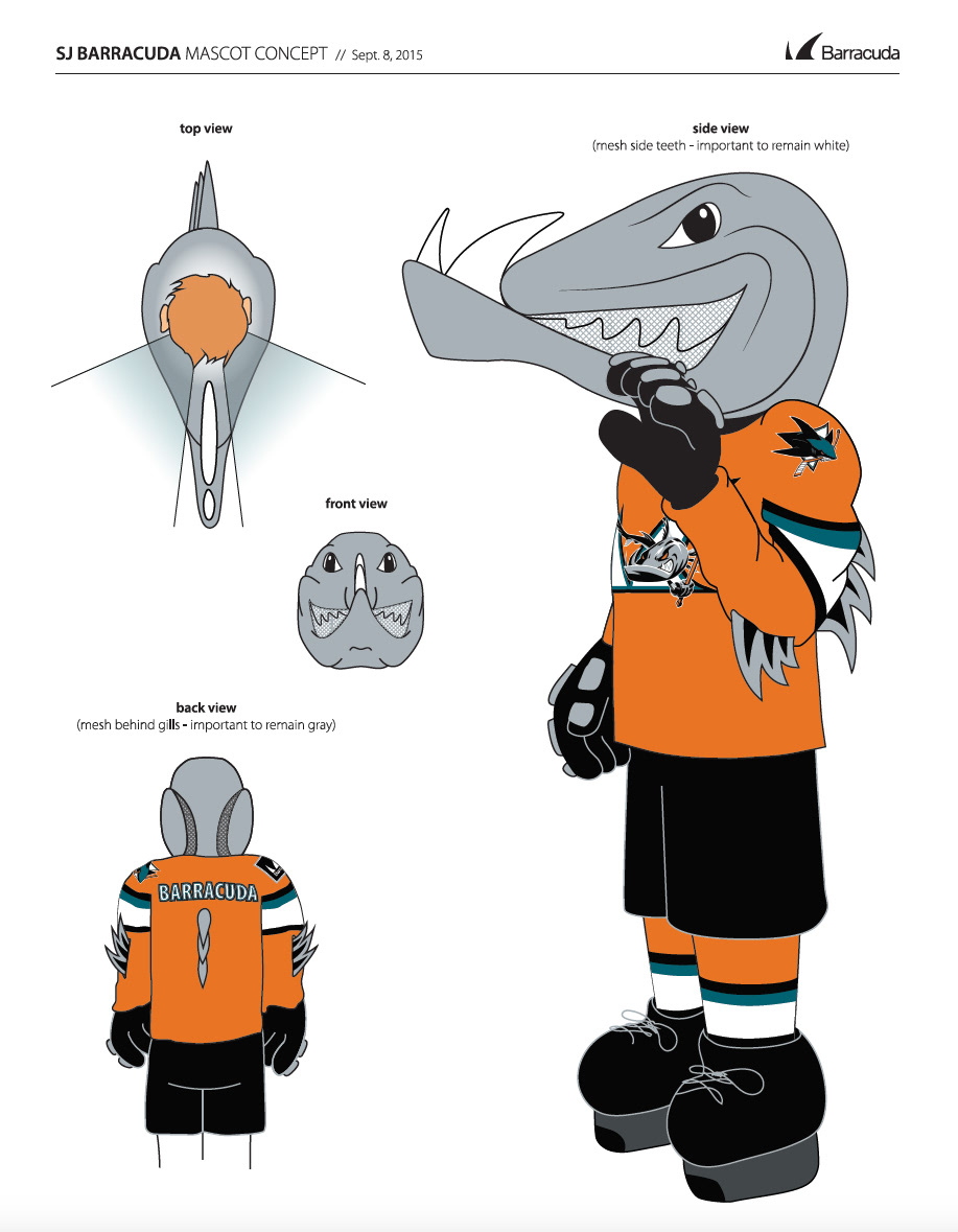 Mascot San Jose Barracuda AHL frenzy Mark Bell BRRACUDA STUDIOS Belm Designs San Jose Sharks hockey