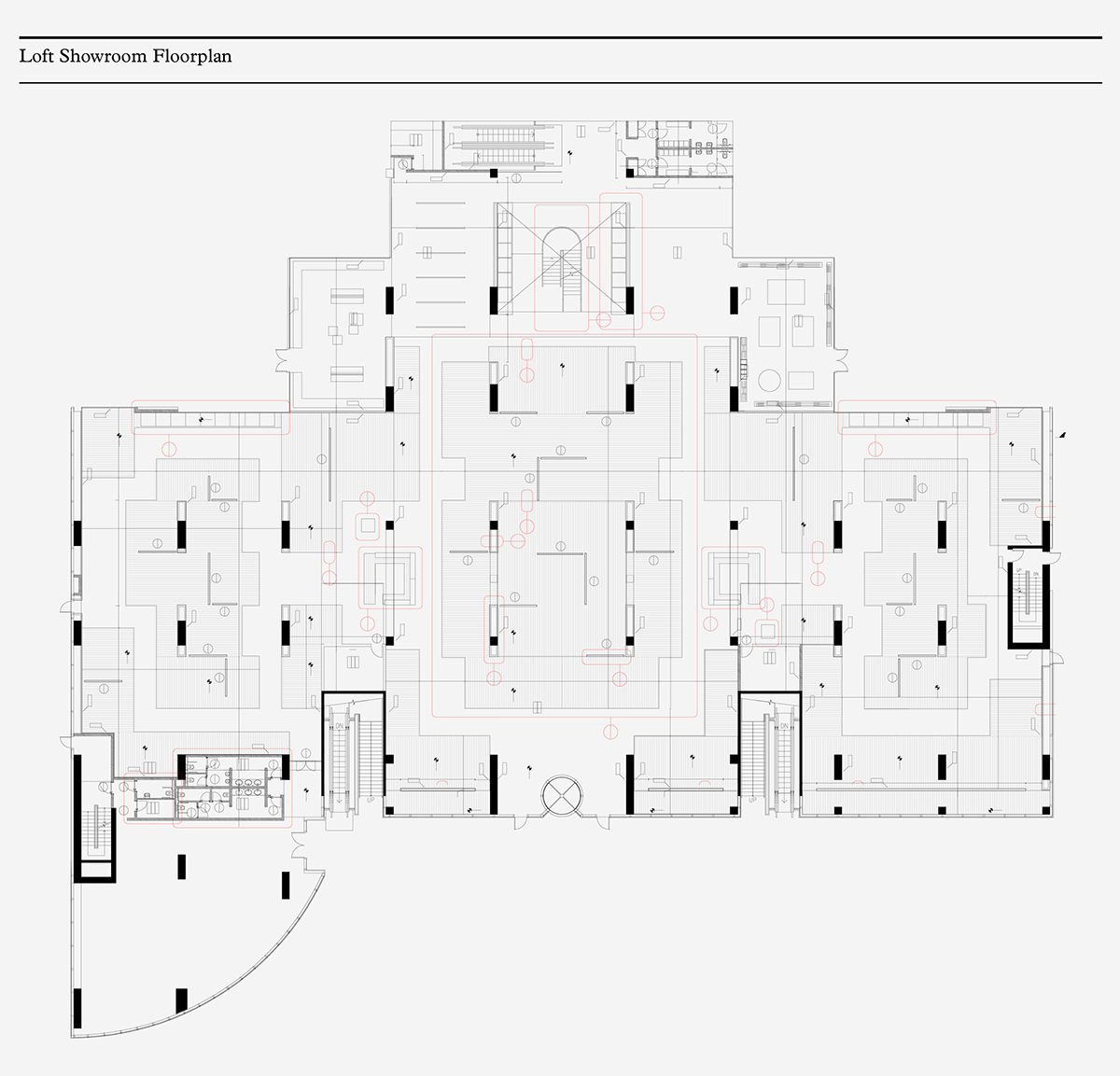 LOFT furniture store showroom brand logo black and white price tag Tagline map wayfinding floorplan slash