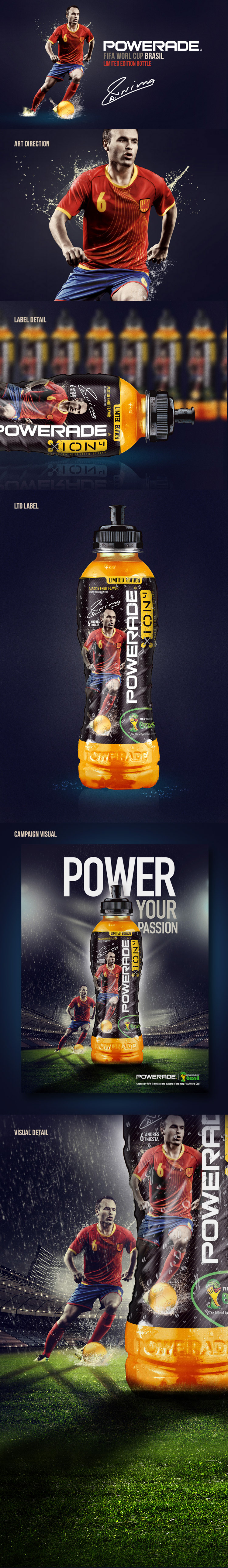 FIFA Brasil iniesta Coca-Cola powerade Label bottle photo soccer sport drink isotonic energy