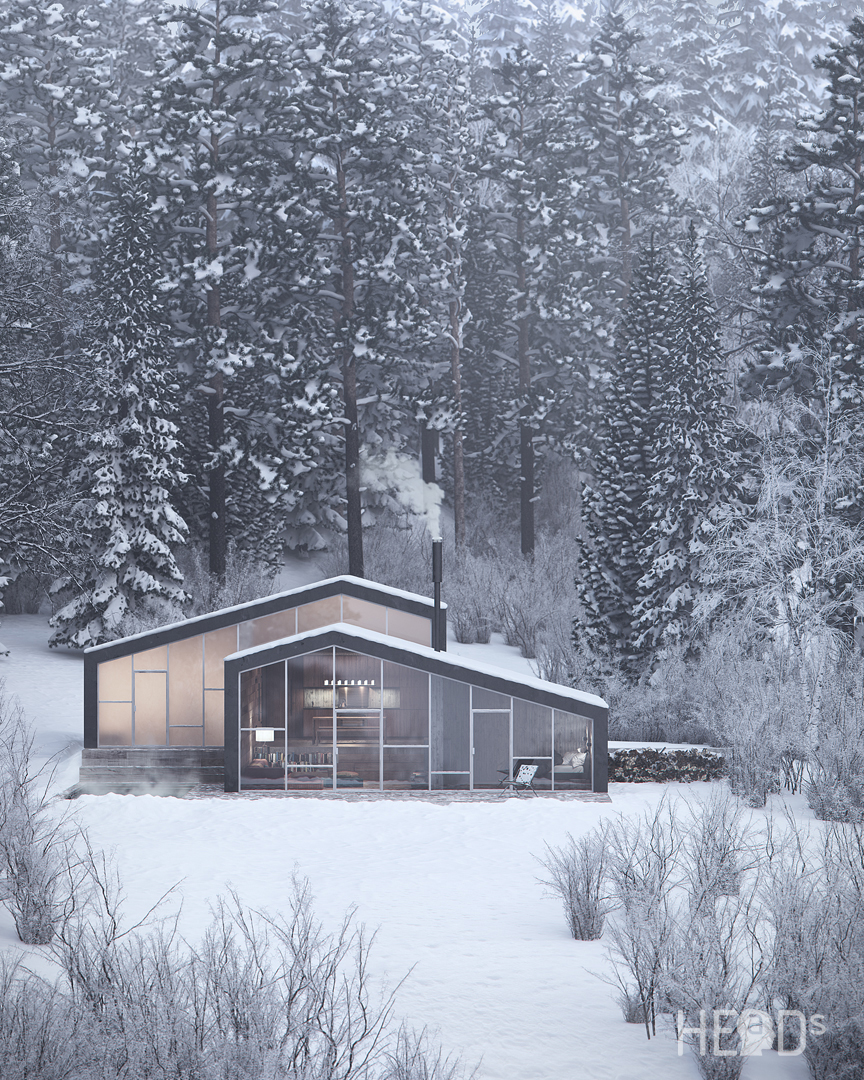 Muntain cabin Lake house vacation house house visualization revit photoshop cabin Render rendering vray 3ds max art 3D