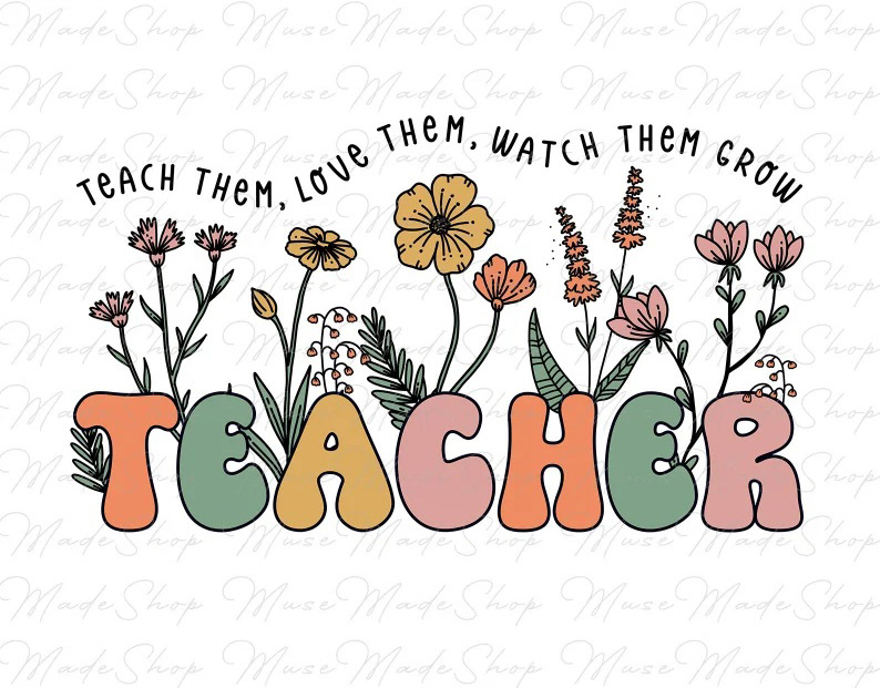 teacher design boho ILLUSTRATION  flowers png