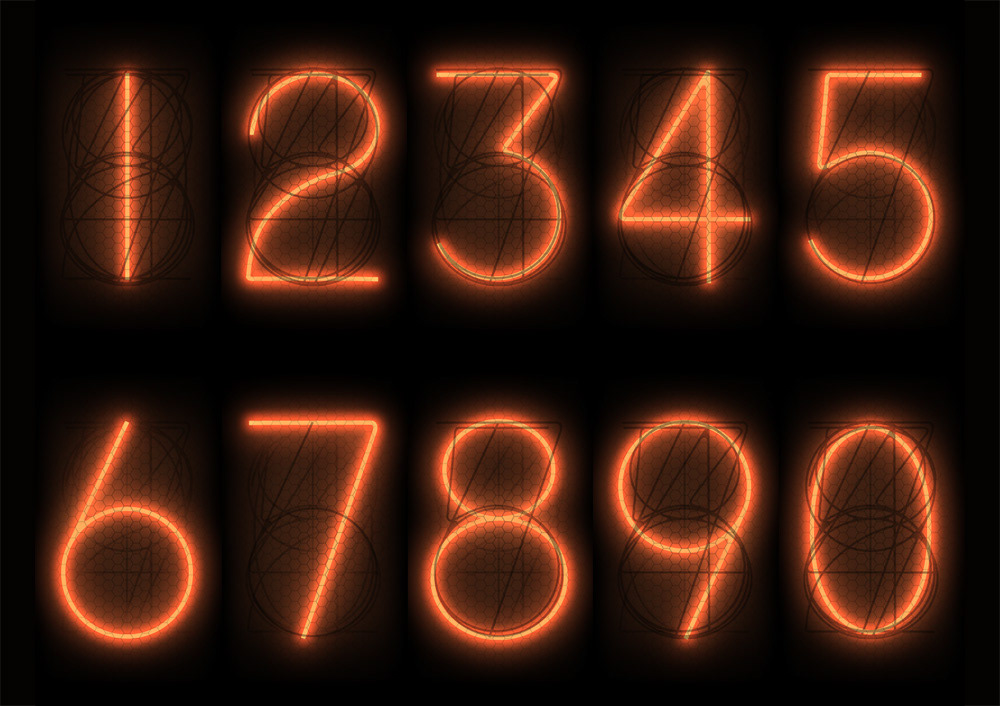 app ios nixie clock glyph design Numerals