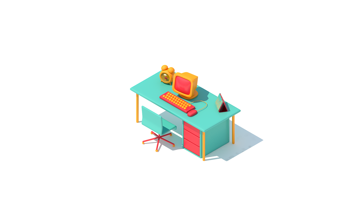 cinema4d c4d maxon vray summer Isometric suitcase dolphin sand funny bounce squash Fun cool