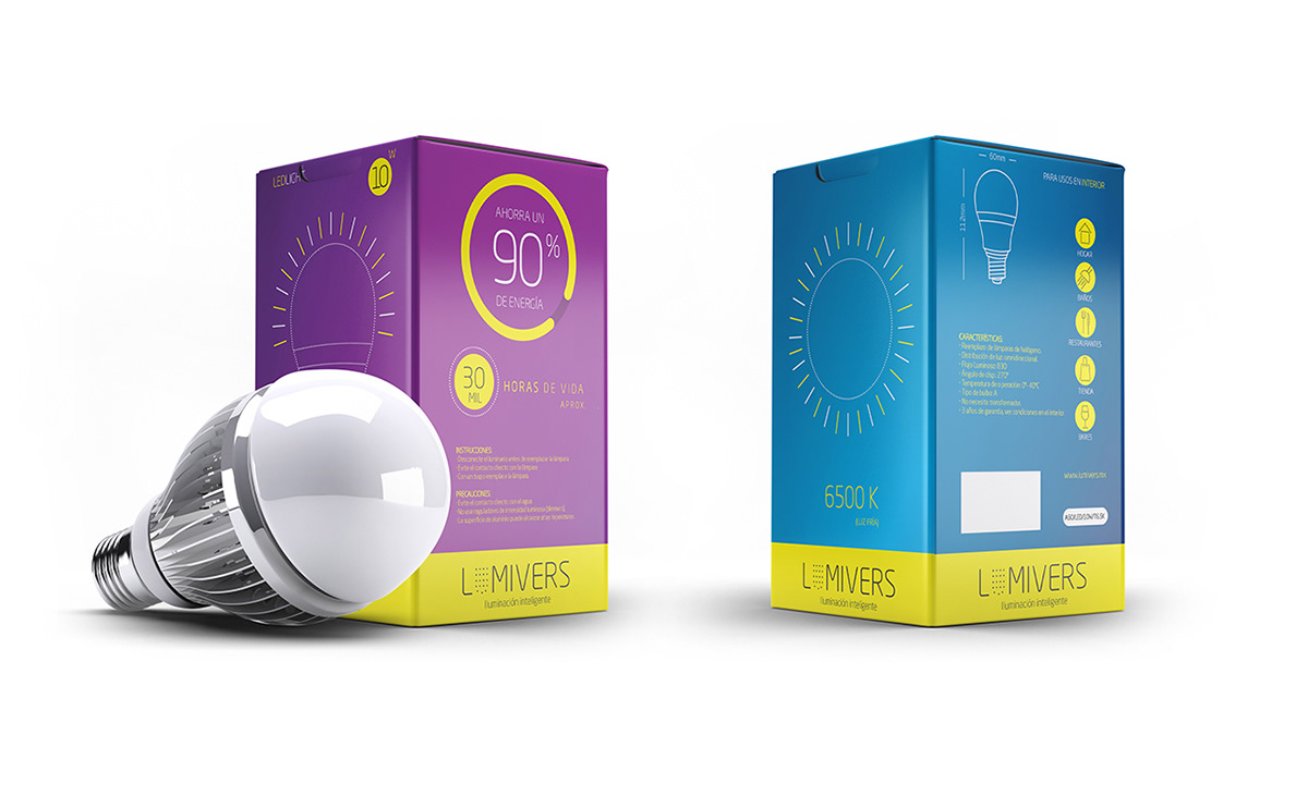 branding  led light package Packaging box logo design