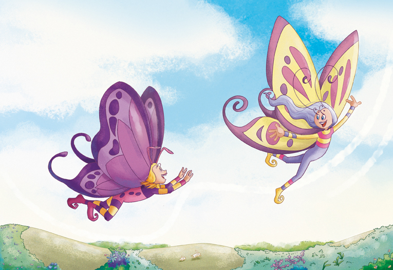Drawing  butterfly caterpillar. child fantasy childlike dream Transformation Fly freedom