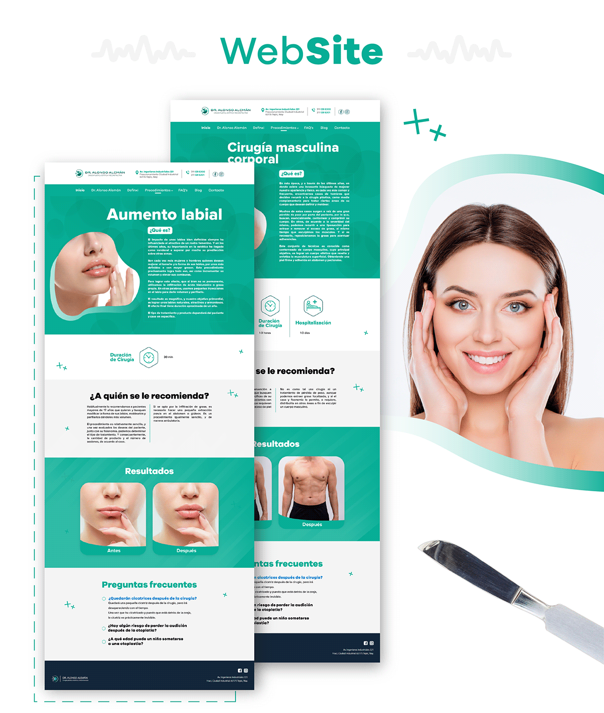 clinic cosmetic surgery doctor Health hospital website implant Medical Website plastic surgery ux/ui