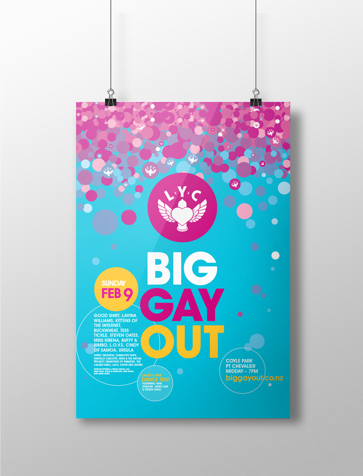 identity visual vector graphic Event festival gay LGBT pride bright fabulous New Zealand posters adshels Singlet