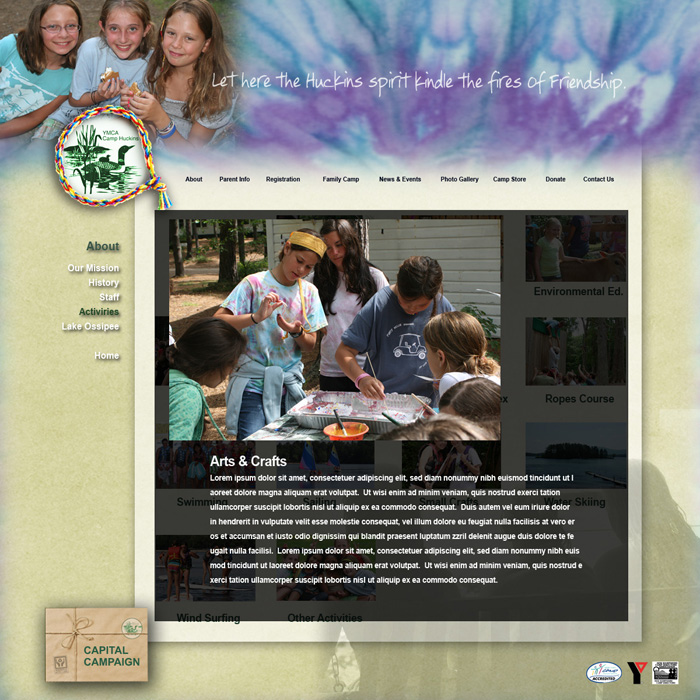 Adobe Portfolio camp  web design outdoor education presentation design Capital campaign