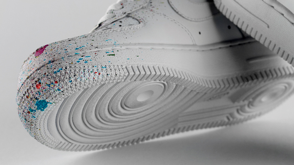 Nike air force 1 sneaker art design streetwear Swoosh paint