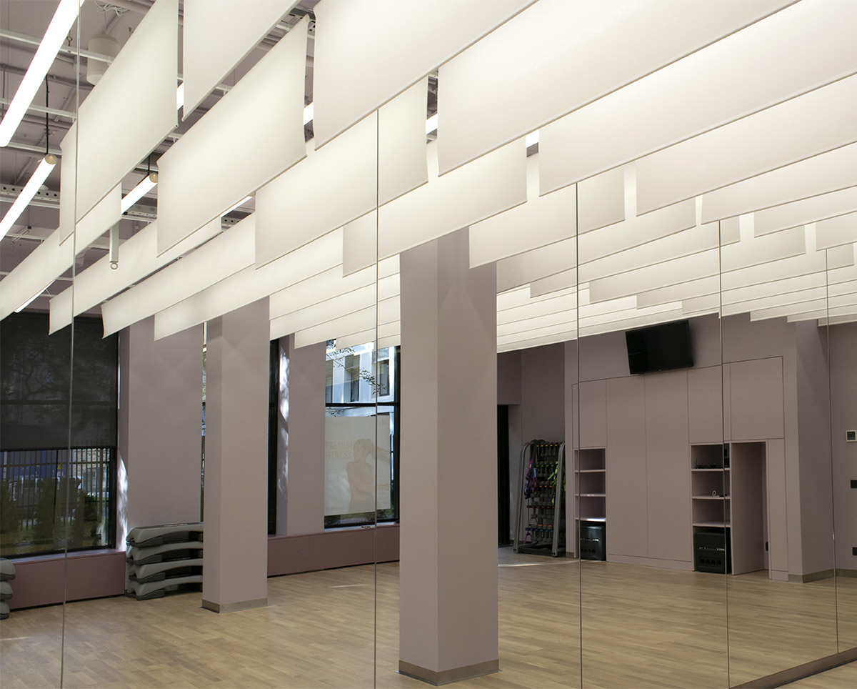 фитнес фитнес-клуб fitness потолок дизайн интерьера подвесной потолок бумажный потолок