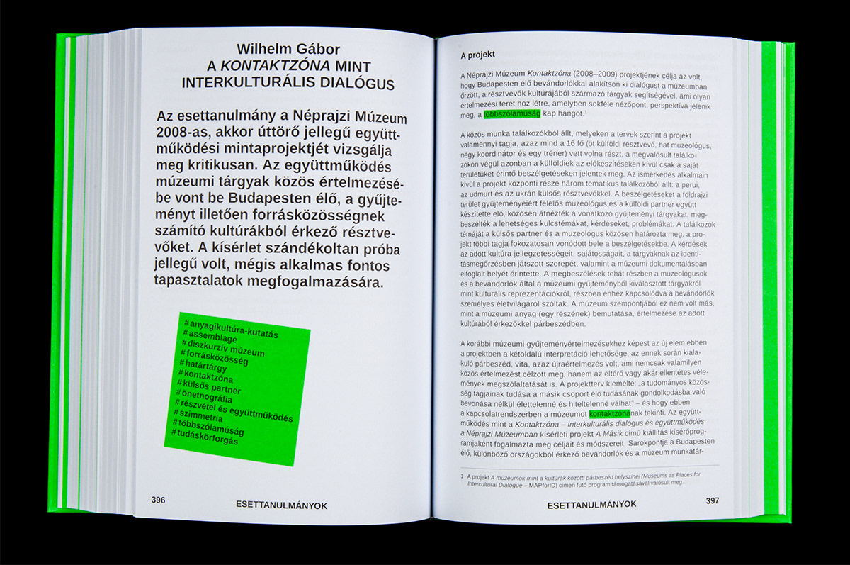 book museum Neon Green Post-it highlighter research open museum hardcover book budapest museum of ethnography