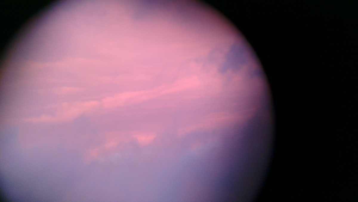 SKY blue pink clouds fluffy moon binoculars imaginitive interesting different quirky cool