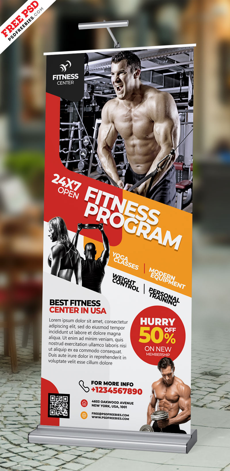 free psd psd freebie gym banner rollup banner free design gym fitness Ad Banner photoshop