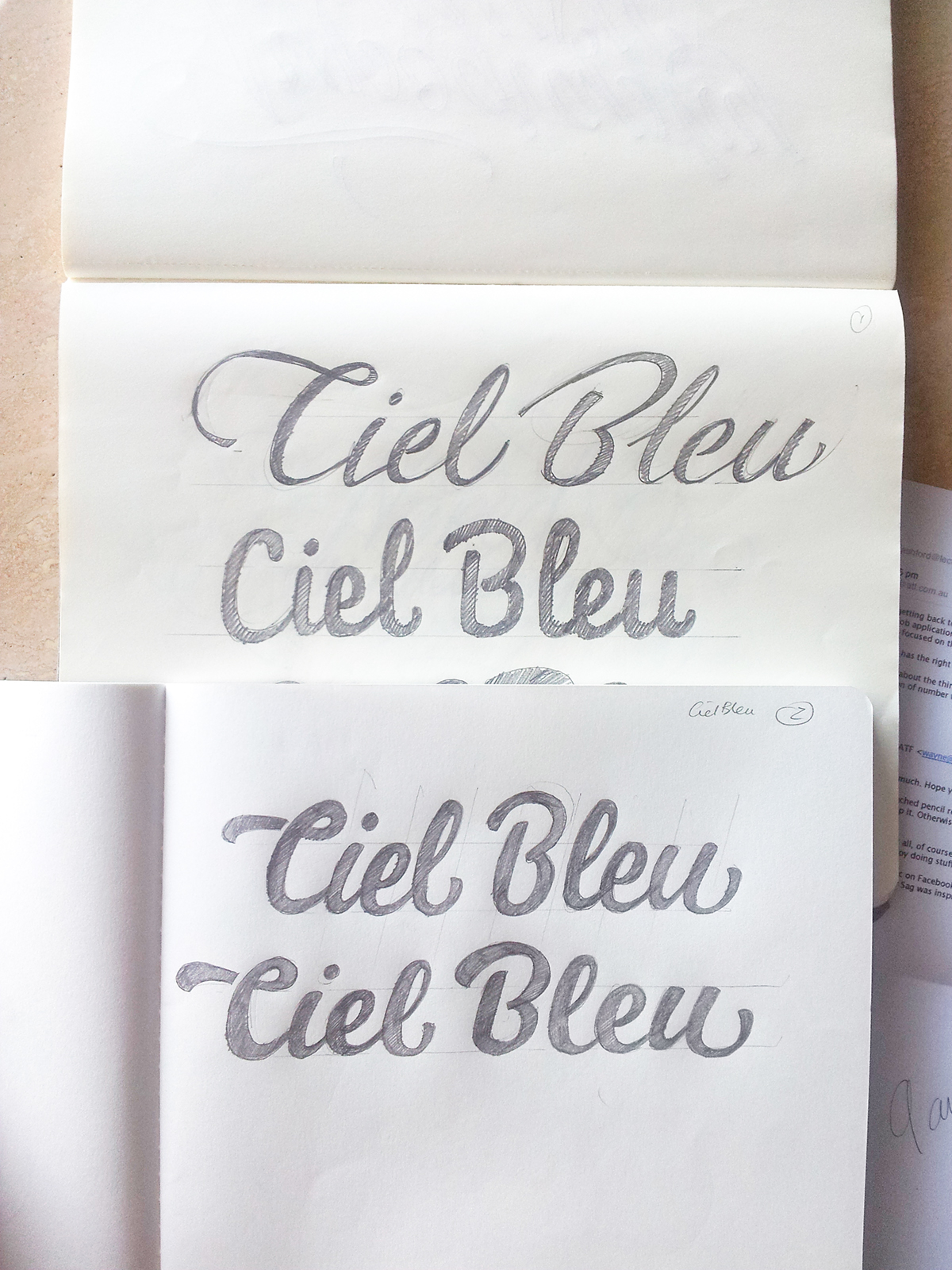 ciel bleu house nameplate type design Custom Lettering