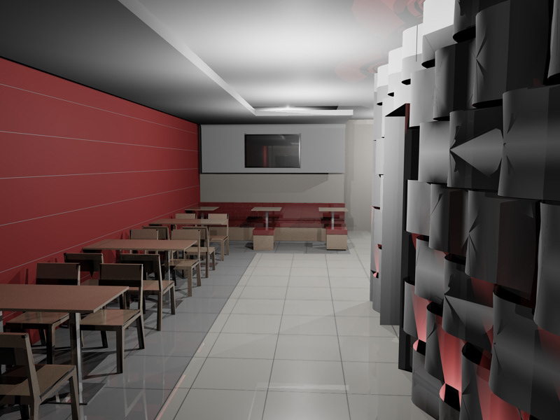 pastry shop Interior 3D Render Technical Drawings