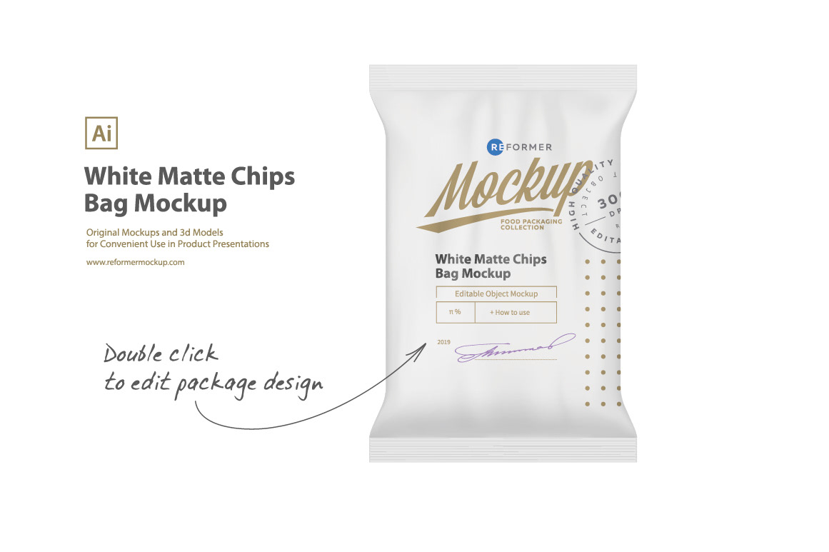 Black & White Matte Chips Bag. 