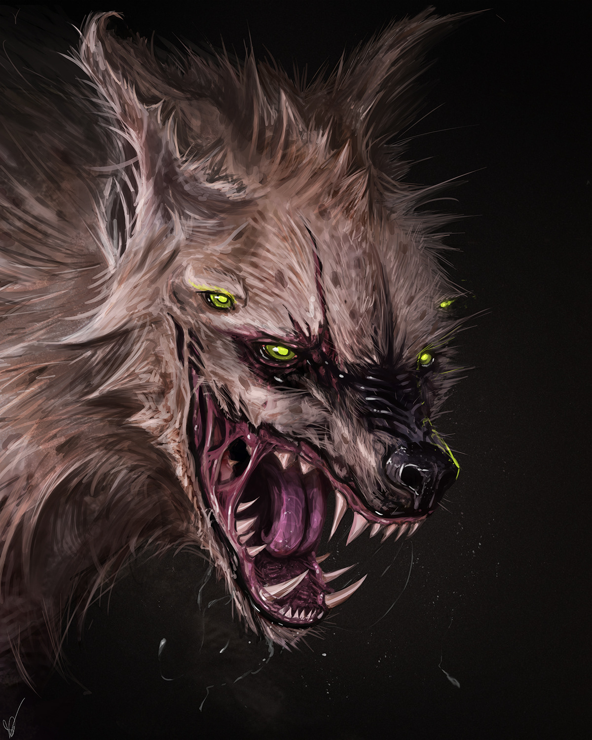 hyena ILLUSTRATION  zombie monster creature Character design  sketch concept art digital painting horror