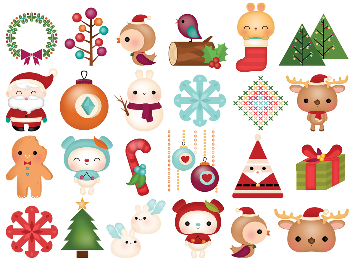 Collection characters animals girl boy Nature joy season greetings cute whimsical valentine Christmas Halloween Easter