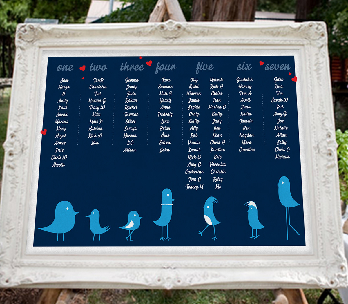 wedding stationery print birds Tree  maps