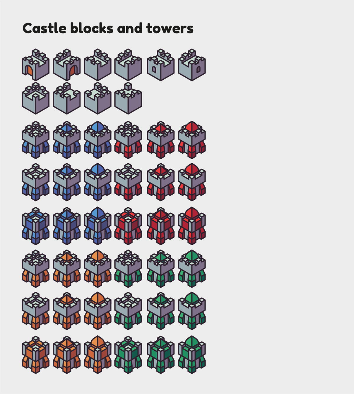 2D art Castle city concept art fantasy game Isometric medieval vector