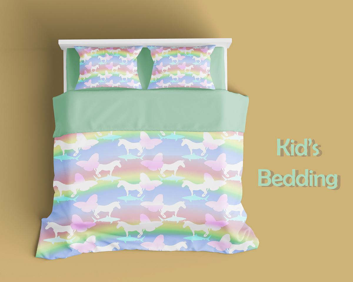 bed linens bedding bedsheet designer home textile kid's Mockup pattern print textile design 