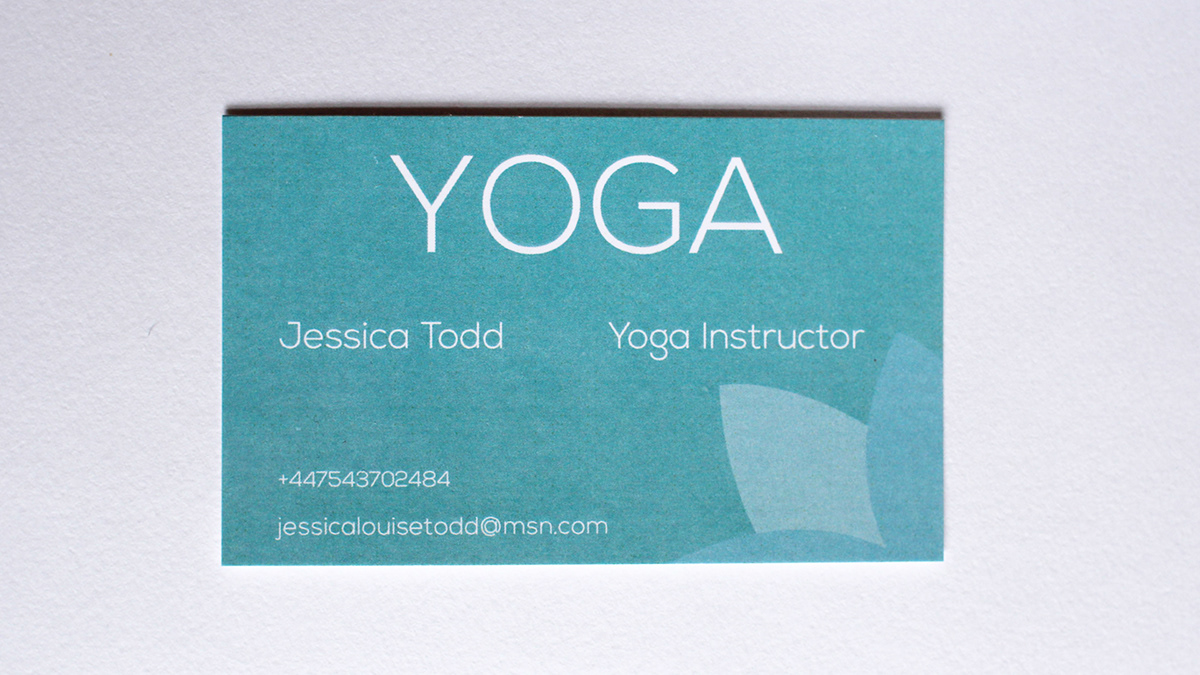 Jessica Todd Yoga teaching brand identity Business Cards Sam Kelly
