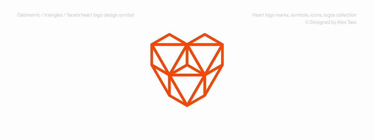 Geometric, triangles, facets, heart logo design symbol