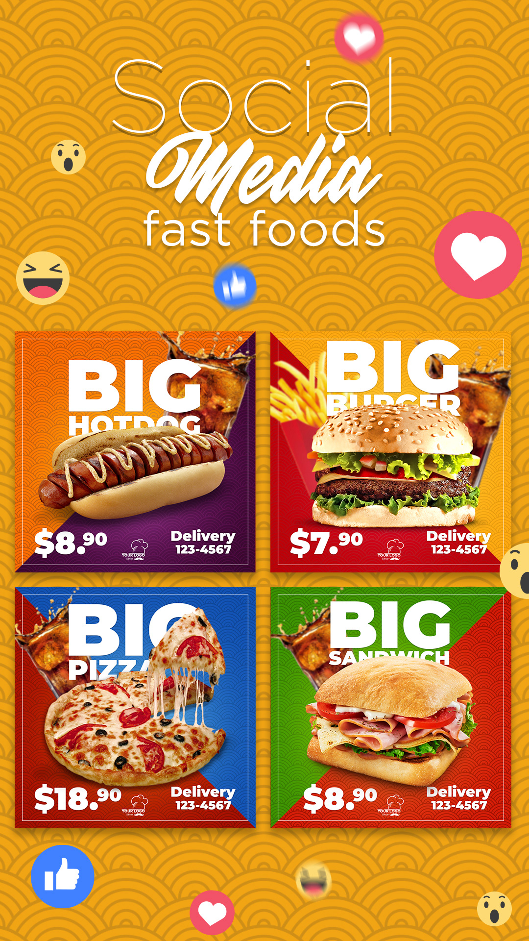 Fast foods templates foods instagram posts social media