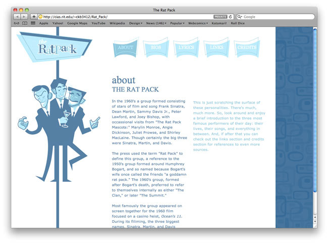 rat pack Retro 50's 60's blue Website