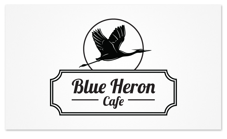 Logo Design  branding cafe  silhoutte heron black White logo bird sign restaurant