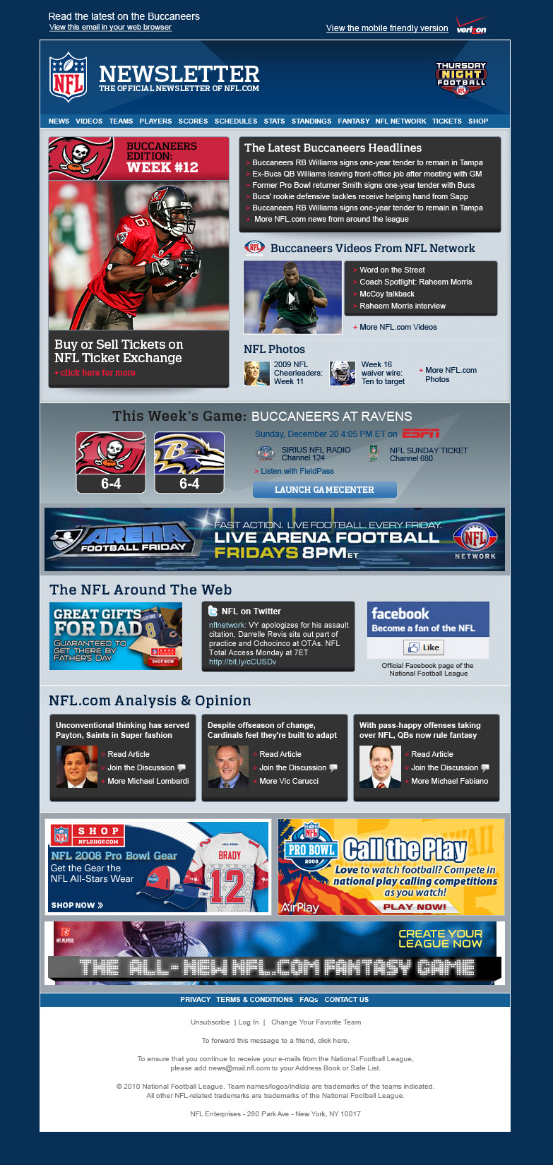 nfl Email dynamic content