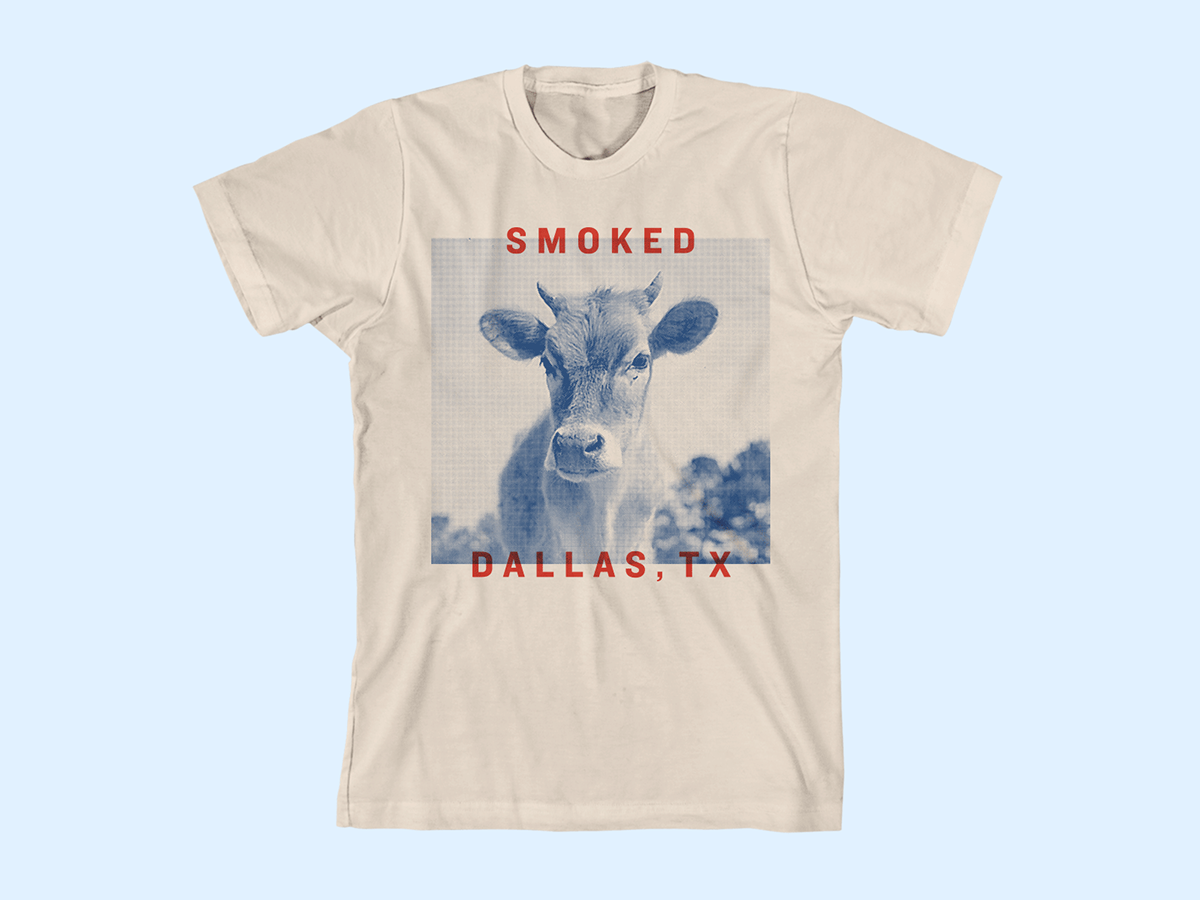 Smoked dallas texas cow meat BBQ festival Fun sausage pattern hybrid animal Signage apparel shirts
