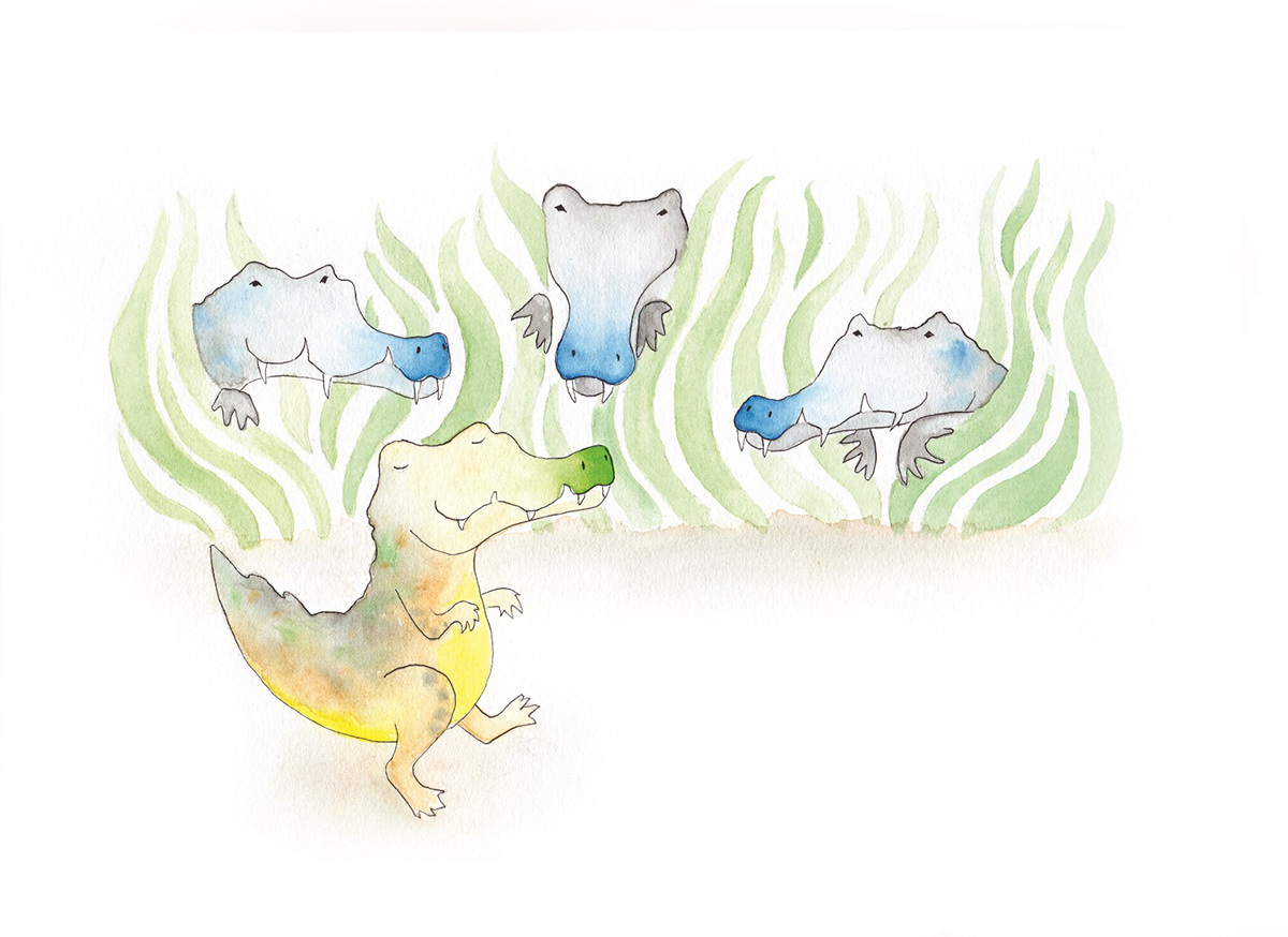 narrative illustration narrative crocodile duck children's book children's illustration watercolour