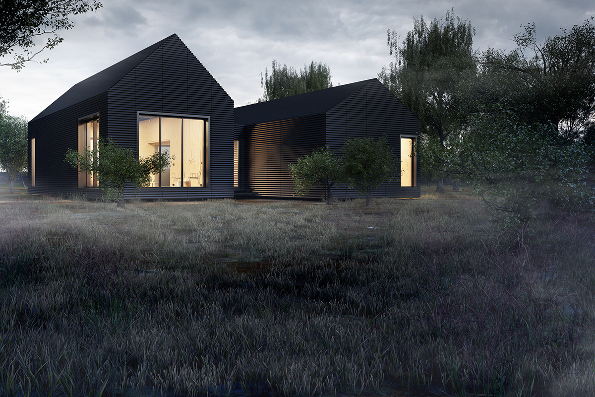 Dalal steel structure house metal wood design residential modern Minimalism 3D 3dsmax vray visualization light