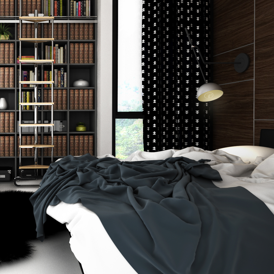 minimal Neutral mini library nordic B8 Bedroom interior #Ps25Under25