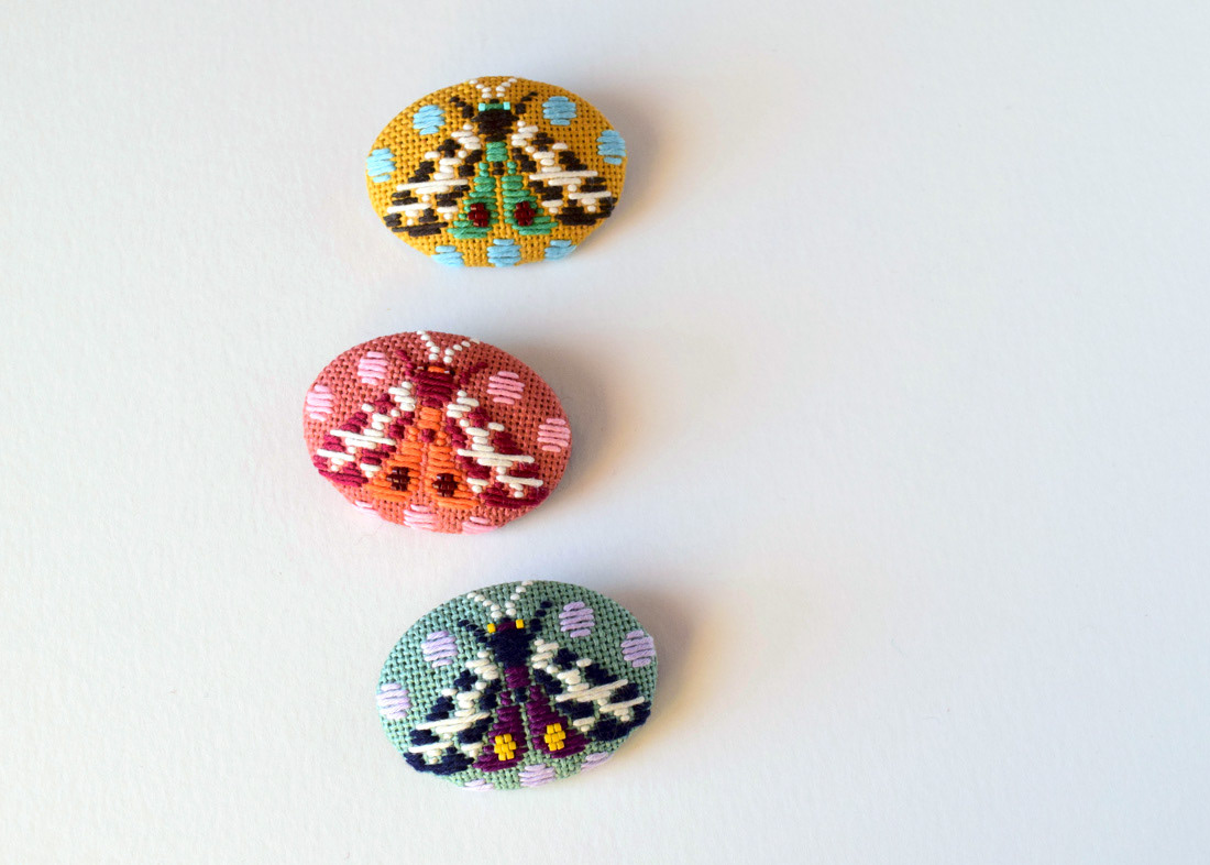 Embroidery Kogin hine mizushima brooch pin boris zakkaten handmade craft needle work 水島ひね
