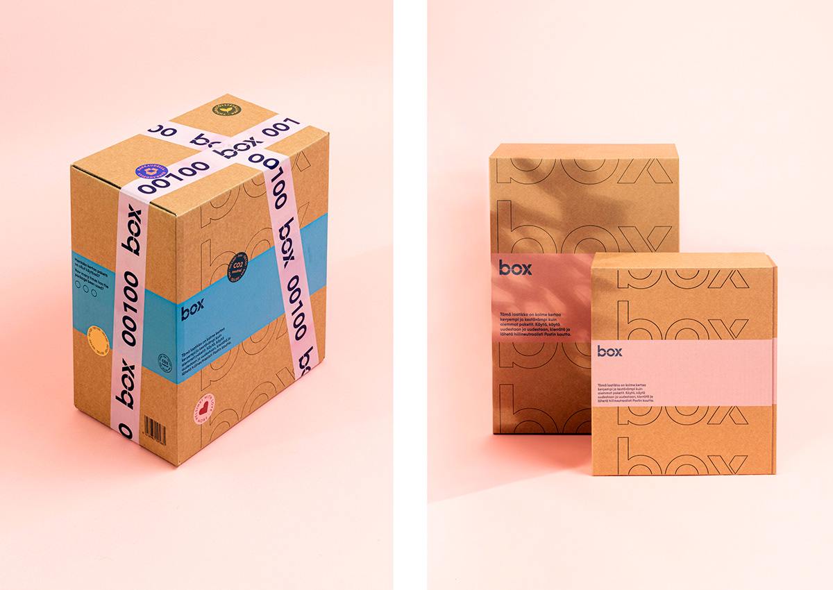 Space  Interior package box post Office brand design neon experiment