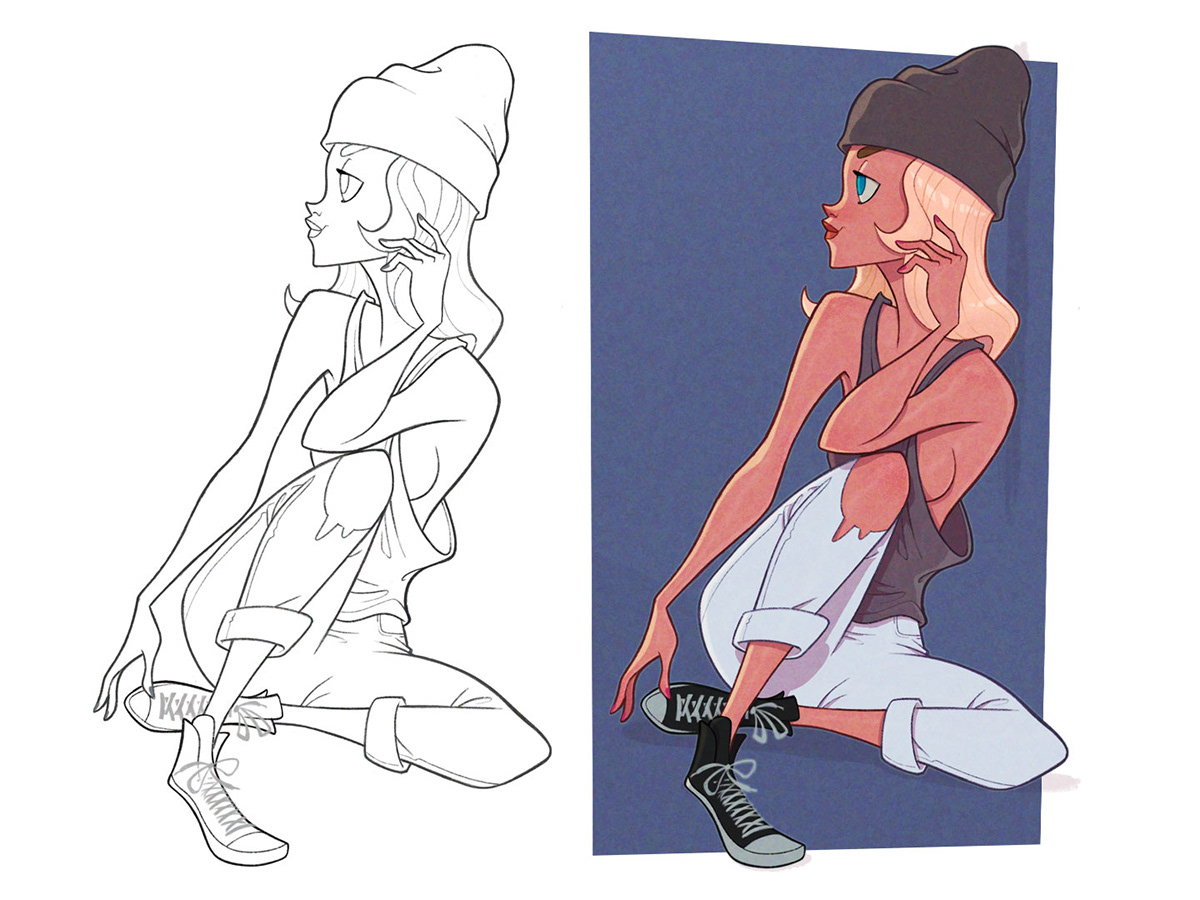 pinup model anatomy gesture characterdesign ILLUSTRATION  Drawing 