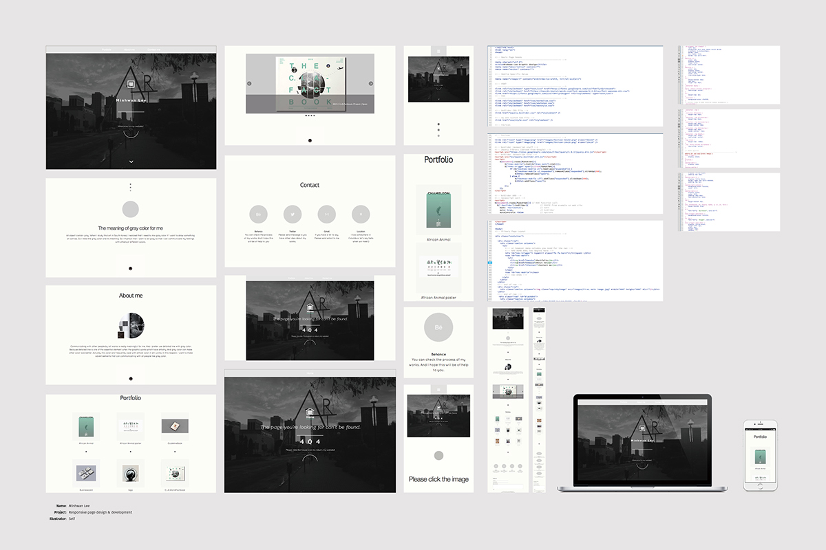 Web graphic design black gray portpolio square logo page reponsive Minimalism portfolio digital dreamweaver