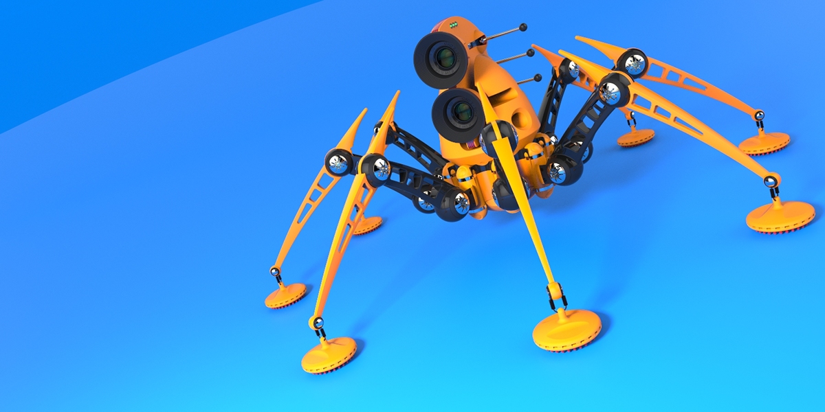 mech mechanical sci-fi spider Crawler robot cameras Row 0 Simon WIlliamson Row Zero
