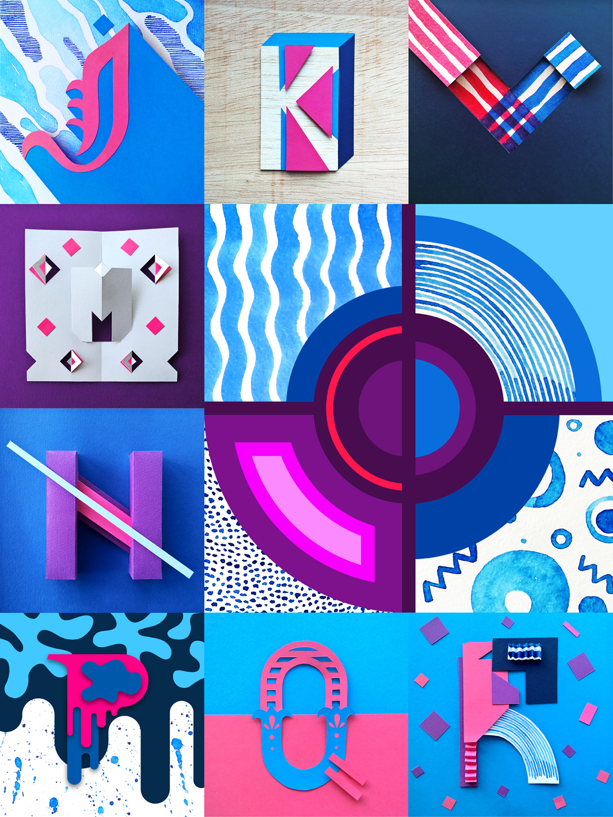 36daysoftype 36days type Typeface paper pattern collage 3D Type numbers alphabet