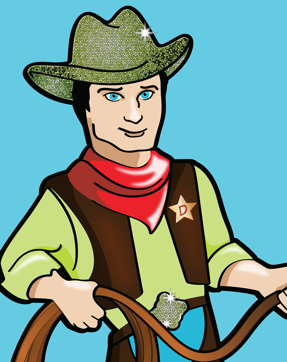 graphic digital illustration digital art draw cowboy adobe illustrator Character 2D art Mascot Coffee caricature   Fun hat cowboy boots