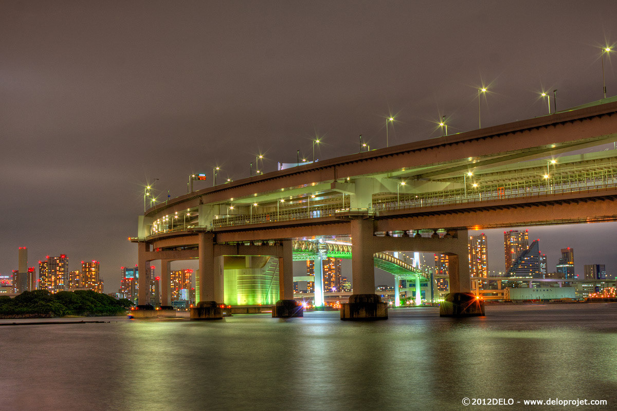 tokyo japan bridge rainbowbridge light night color HD Travel