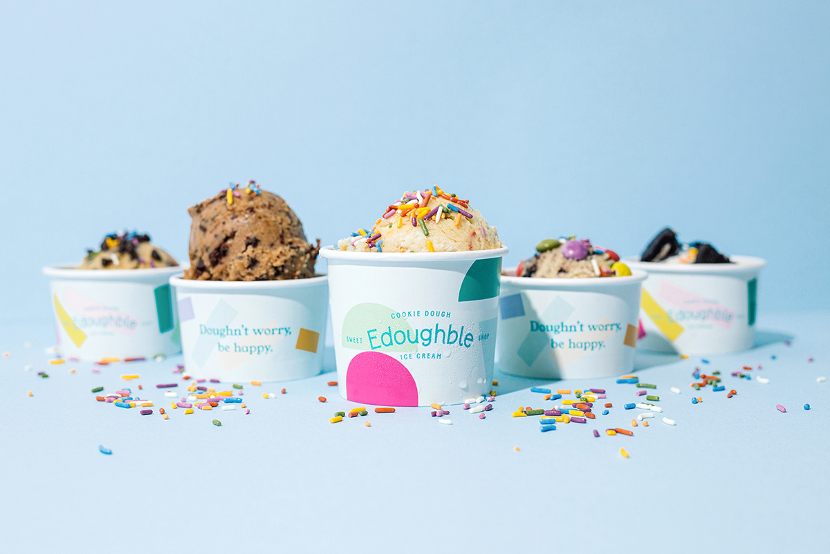 branding  Cookie Dough dessert environmental design ice cream neon sign Packaging shop Signage Sweets