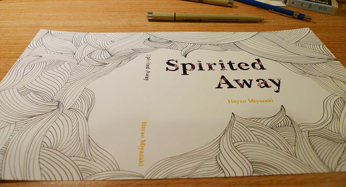 book cover hand draw ponyo Spirited Away howl's moving castle miyazaki Style book jacket
