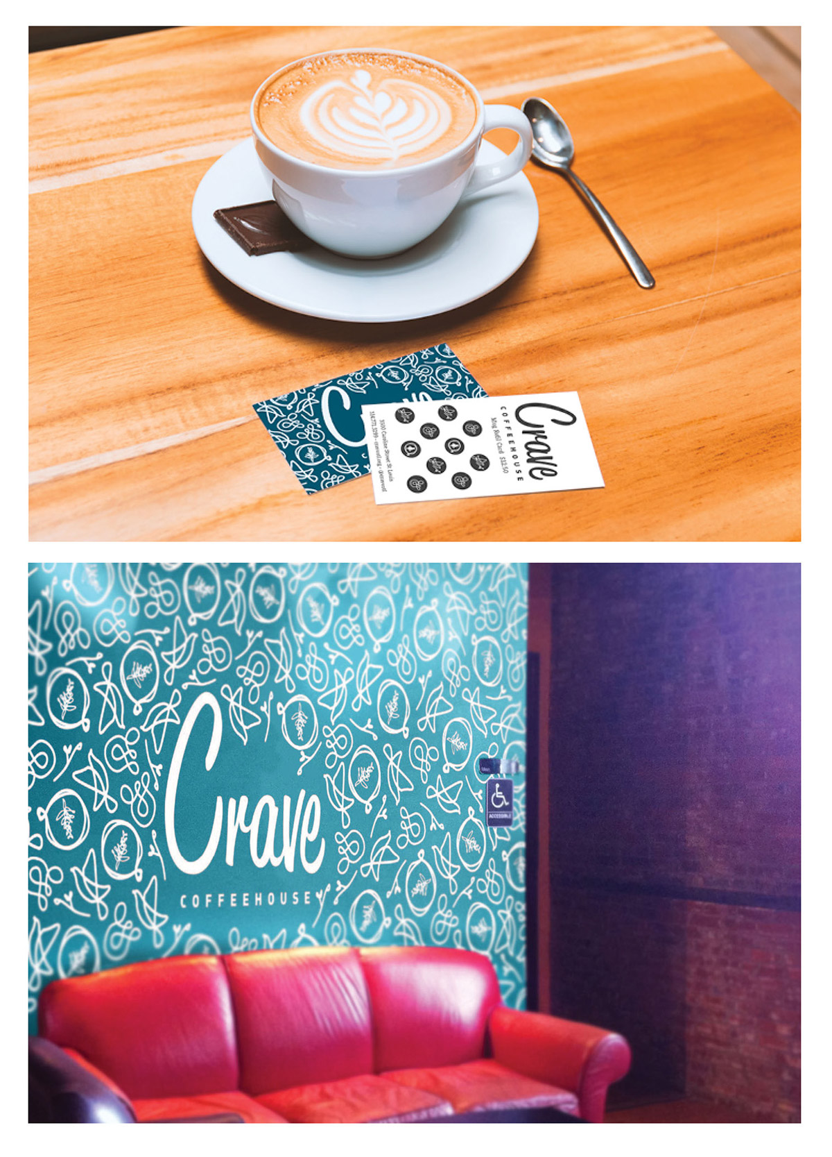 pattern coffeehouse cafe crave peace Coffee more re-branding