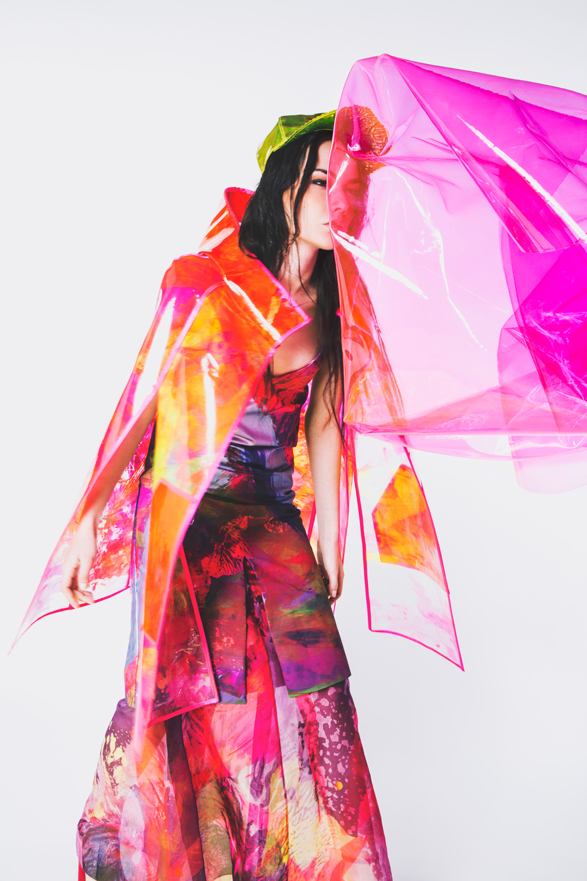 acid bloom Hong Kong orchids floral neon holographic Dawn Bey singapore asia SCAD shiny laser cut prints Volume draping