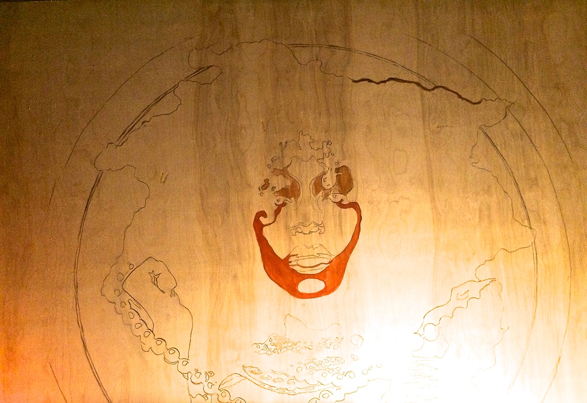 Erykah Badu paintings on wood ink on wood mamawisdom1 mw1 Natural Art live painting
