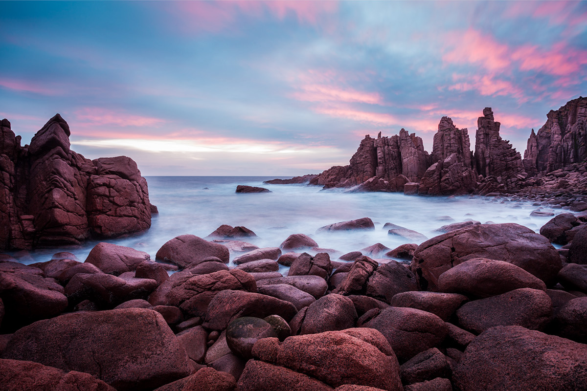 seascape Ocean water rocks sunset sunsets clouds colour pink orange goldenhour sea Canon 5dmkiii waves
